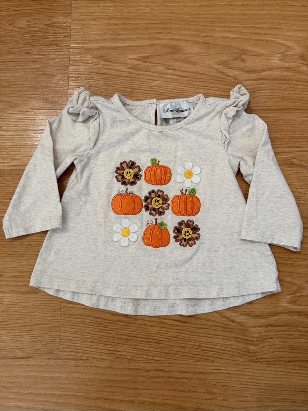 Rare Editions Pumpkin Flower Fall Appliqué Long-Sleeve Top Girls 2T